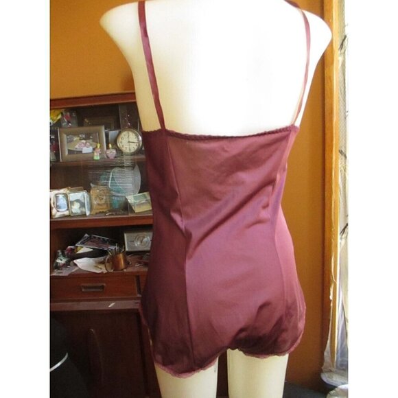 Vintage Slip Body Suit 32 PURPLE SATIN VASSARETTE LACY Bombshell 1970s Lingerie - Picture 5 of 9
